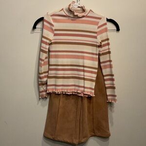 Girls MAX STUDIO matching top and bottom Tan Wide-Leg Pants. Size 4 xs